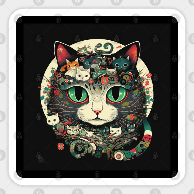 Cute Cat mother Sticker by Happiness Art